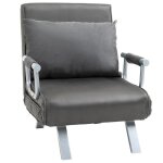 Lit pliant canap� - lit 3 en 1 similicuir gris - fauteuil m�ridienne & lit dappoint pliant 65x69x80cm ...
