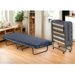 Lit pliant daaronso - dmora - en bois - bleu 190x80h37 cm
