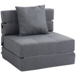 Lit pliant - fauteuil - lit 2 en 1 pliant et relax canap - lit dappoint 100kg gris fonc confortable ...