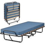Lit pliant � roulettes 190x80x37cm - goplus - avec matelas en m�moire de forme - charge 120kg - cadre ...