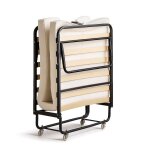 Lit pliant � roulettes avec matelas 90x200 - sommier � lattes flexibles