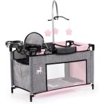 Lit de poup�e bayer design 62633ab avec chaise haute table � langer mobile gris rose