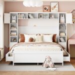 Lit rangement lit double en bois massif 140 * 200 avec 4 tiroirs et grand meuble de rangement cadre de ... Lit rangement lit double en bois massif 140 * 200 avec 4 tiroirs et grand meuble de rangement cadre de ...