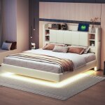 Lit rembourré 160 x 200 cm avec prise usb et rampe déclairage tête de lit réversible avec compartiments ... Lit rembourré 160 x 200 cm avec prise usb et rampe déclairage tête de lit réversible avec compartiments ...