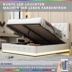 Lit rembourré - ambaince - 140x200 cm - avec éclairage led - coffre de rangement - sommier à lattes - ... Lit rembourré - ambaince - 140x200 cm - avec éclairage led - coffre de rangement - sommier à lattes - ...