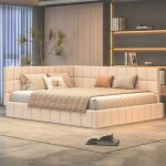 Lit rembourr canap - lit 160 x 200 cm lit gigogne avec sommier a lattes en tissu velours agrable a ...