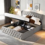 Lit rembourré avec coffre de lit lit double 140 x 200 cmlit adult en velours avec sommier à lattes et ... Lit rembourré avec coffre de lit lit double 140 x 200 cmlit adult en velours avec sommier à lattes et ...