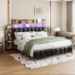 Lit rembourré double adult - led - punoir160 x 200 cmsans matelas - hauss spole Lit rembourré double adult - led - punoir160 x 200 cmsans matelas - hauss spole