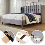Lit rembourr lit pour jeunes 180 x 200 cm lit doublelit tapissieravec chargeur usb type c sommier  ...