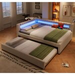 Lit de repos 140x200cm lit avec bande lumineuse led tlcommande  lextrmit du litsans matelas usb ...