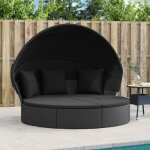 Lit de repos d ext�rieur avec auvent et coussins r�sine tress�e