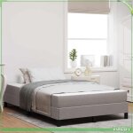 Lit � ressorts avec matelas - abi - 120 x 190 cm - tissu taupe - sommier � lattes