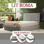 Pack complet de lit - roma - 180x200 cm - velours haut de gamme - design contemporain