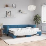Lit simple 1 place lit de jour avec lit gigogne bleu 80x200 cm velours adulte52188523 Lit simple 1 place lit de jour avec lit gigogne bleu 80x200 cm velours adulte52188523