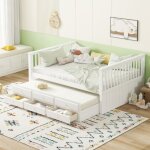Lit simple 140x200 cm (90x190 cm) lit enfant lit simple avec lit gigogne lit en bois massif avec trois ... Lit simple 140x200 cm (90x190 cm) lit enfant lit simple avec lit gigogne lit en bois massif avec trois ...
