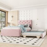 Lit simple 90x200 cm avec lit gigogne 90x190 cm lit rembourr avec sommier  lattes pieds pliants velours ...