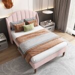 Lit simple 90x200 cm en velours avec sommier à lattes et rembourré tête de litcadre de lit pour enfant ... Lit simple 90x200 cm en velours avec sommier à lattes et rembourré tête de litcadre de lit pour enfant ...