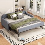 Canap� - lit lit gigogne gris - 90x200cm et 190x200cm - 2 places - design contemporain