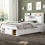Lit simple rembourré 90x200 cm avec port usb lit enfant avec tiroirs et rangement lit 1 personne blanc ... Lit simple rembourré 90x200 cm avec port usb lit enfant avec tiroirs et rangement lit 1 personne blanc ...