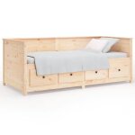 Lit simple - banquette lit / lit de jour - sans matelas - 75x190 cm - bois de pin massif - design a lattes ...