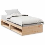 Lit simple - banquette lit / lit de jour - sans matelas - 90x190 cm - bois de pin massif - design a lattes ... Lit simple - banquette lit / lit de jour - sans matelas - 90x190 cm - bois de pin massif - design a lattes ...