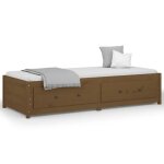 Lit simple - banquette lit / lit de jour - sans matelas - marron miel 90x190 cm bois pin massif - design ...
