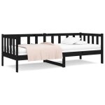 Lit simple - banquette lit / lit de jour - sans matelas - noir 90x190 cm - bois de pin massif - design ...