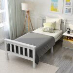 Lit simple blanc en bois massif 90 x 200 cm lit enfant lit ado avec sommier à lattes et tête de lit adapté ... Lit simple blanc en bois massif 90 x 200 cm lit enfant lit ado avec sommier à lattes et tête de lit adapté ...
