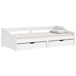 Lit simple contemporain banquette lit / lit de jour avec 2 tiroirs sans matelas irun blanc 90x200 cm ...