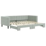 Lit simple contemporain banquette lit / lit de jour avec gigogne sans matelas gris clair 90x200 cm - ... Lit simple contemporain banquette lit / lit de jour avec gigogne sans matelas gris clair 90x200 cm - ...