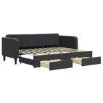 Lit simple contemporain banquette lit / lit de jour avec gigogne et tiroirs sans matelas noir 80x200 ...