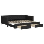 Lit simple contemporain banquette lit / lit de jour avec gigogne et tiroirs sans matelas noir 80x200 ...