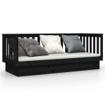 Lit simple contemporain banquette lit / lit de jour sans matelas noir 90x190 cm bois de pin massif - ...