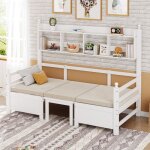 Lit simple lit enfant 90 x 200 cm en bois massif canapé - lit multifonctionnel 2 en 1 lit avec bureau ... Lit simple lit enfant 90 x 200 cm en bois massif canapé - lit multifonctionnel 2 en 1 lit avec bureau ...