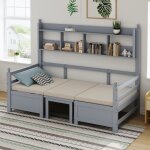 Lit simple lit enfant 90 x 200 cm en bois massif canapé - lit multifonctionnel 2 en 1 lit avec bureau ... Lit simple lit enfant 90 x 200 cm en bois massif canapé - lit multifonctionnel 2 en 1 lit avec bureau ...