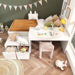 Lit combiné - enfant - bois massif - 90 x 200 cm - blanc - avec tiroirs de rangement Lit combiné - enfant - bois massif - 90 x 200 cm - blanc - avec tiroirs de rangement