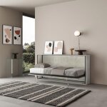 Lit simple escamotable horizontal nabor gris 200x39xh97 cm