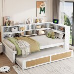 Lit gigogne 90 x 200 / 90x190cm en bois - redom - lit denfant avec nombreux rangements port de charge ...