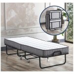 Lit simple pliant avec matelas 80x190 cm cadre en métal noir et sommier lit individuel avec roulettes ... Lit simple pliant avec matelas 80x190 cm cadre en métal noir et sommier lit individuel avec roulettes ...