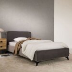 Lit simple ravello 90x190 cm rev�tement en tissu lit style moderne pour 1 personne cadre de lit en bois ...