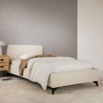 Lit simple ravello 90x190 cm revtement en tissu lit style moderne pour 1 personne cadre de lit avec ...