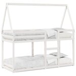 Lit simple - lit superpos enfant - sans matelas - blanc 90x190 cm - bois de pin massif - design a lattes ...