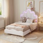 Lit simplelit enfant rembourr 90x200cm cadre de lit avec led et sommier  lattes lit de princesse hritire ...