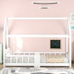 Lit simplelit jeunelit enfantlit cabaneavec antichute90x190 cmbois massifblancavec tableau noirsans matelas ...