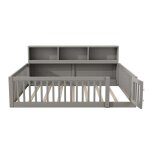 Lit au sol 140x200 lit enfant avec rangementlit au sol en bois massif avec sommier(sans matelas)barri�res ...