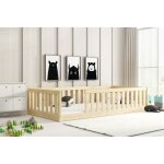 Lit au sol bella 90x190 cm lit enfant montessori avec barrière de sécurité et sommier bois massif pin ... Lit au sol bella 90x190 cm lit enfant montessori avec barrière de sécurité et sommier bois massif pin ...