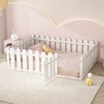 Lit au sol enfant avec barriere lit enfant 140x200 avec clôture et porte lit montessori pour filles et ... Lit au sol enfant avec barriere lit enfant 140x200 avec clôture et porte lit montessori pour filles et ...