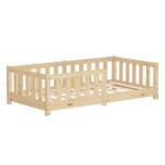 Lit au sol enfant ml - design 70x140 cm en pin massif beige sommier � lattes et antichute montessori