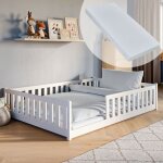Lit au sol avec matelas et sommier 140x200 cm - lit montessori pour enfant - lit simple en bois massif ...