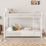 Lit superposé - lit 140x200 - lit enfant - forme classique avec sommier à lattes - lit en métal blanc ... Lit superposé - lit 140x200 - lit enfant - forme classique avec sommier à lattes - lit en métal blanc ...